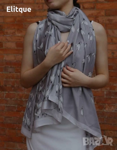 Пролетен шал с деликатен флорален принт. Размер: 90/180см, снимка 12 - Шалове - 52894813