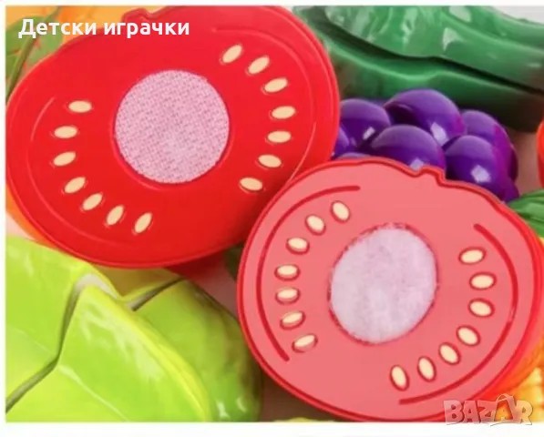 Детска пазарска количка Слонче с продукти за рязане , снимка 2 - Образователни игри - 48680142