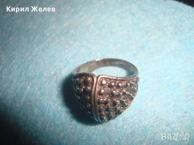 СТАРИНЕН СРЕБЪРЕН ПРЪСТЕН ВИСОКА ПРОБА ОКСИДИРАНО СРЕБРО ГРАНУЛАЦИЯ МАЙСТОРСКИ ВИНТИДЖ 24666, снимка 3 - Антикварни и старинни предмети - 34628458
