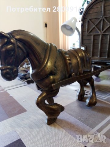 Бронзова кутия за бижута, Карета с кон, снимка 3 - Антикварни и старинни предмети - 32387535