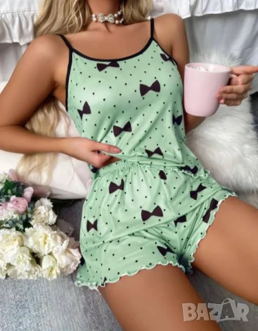 Дамски пижами в розово синьо и зелено, снимка 2 - Пижами - 50761460