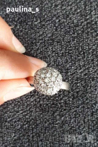 Масивен сребърен пръстен проба 925 Житен клас с вковани циркони - топка , снимка 2 - Пръстени - 26234695