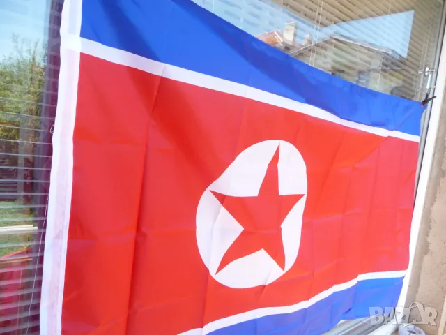 Ново Знаме на Северна Корея Пхенян КНДР Ким Чен Ун Тоталитаризъм Комунизъм, снимка 2 - Декорация за дома - 50108930