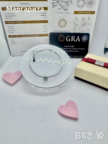 Сребърна гривна с мойсанит (диамант ) 0.5 карата, снимка 5 - Гривни - 52059314