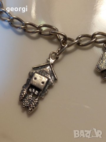 Сребърна гривна с пет талисманчета , снимка 3 - Гривни - 39102551