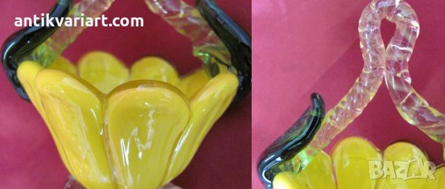 Стари Морано Кристално Стъкло Лот 3 броя Кошничка и Чинийка, снимка 10 - Антикварни и старинни предмети - 26796796