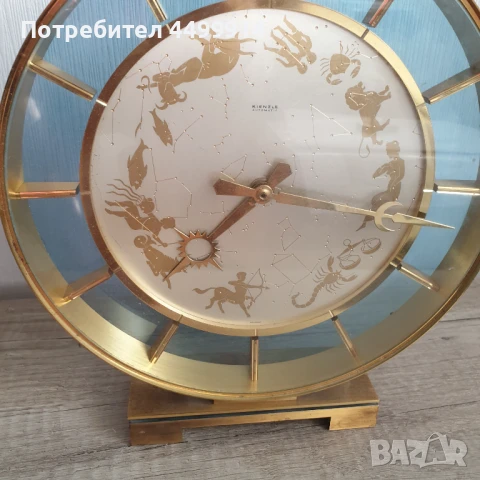 Рядък голям бронзов зодиакален настолен часовник KIENZLE, снимка 2 - Антикварни и старинни предмети - 50647451