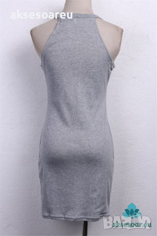 Дамска секси рокля пола горнище без ръкави и рамена блуза риза тънка материя къса мини рокля тениска, снимка 4 - Рокли - 37664019
