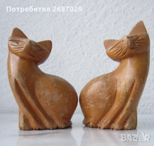 Няколко различни: 2 бр, дървени куче териер, котка, дърворезба фигура хипопотам чайка пано Норвегия, снимка 3 - Статуетки - 28974865