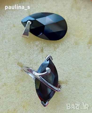 Винтидж / Комплект сребърни бижута с Черен шпинел / проба 925 , снимка 5 - Бижутерийни комплекти - 32961921