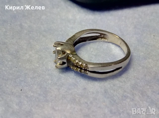 ЕМАЙЛИРАН СКЪПОЦЕНЕН СРЕБЪРЕН ПРЪСТЕН СРЕБРО S925 с ЮВЕЛИРНО ФАСЕТИРАН БЛЕСТЯЩ ЦИРКОН 47544, снимка 3 - Пръстени - 50489280