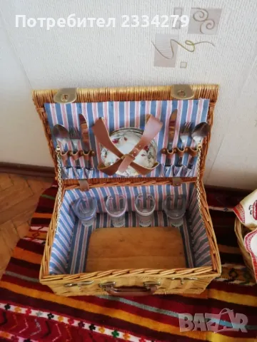 Стари ратанов куфар и кошница за пикници,туризъм,риболов и други. , снимка 7 - Сервизи - 50025587