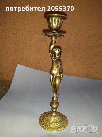 бронзови барокови свещници с фигури, снимка 2 - Антикварни и старинни предмети - 39699290