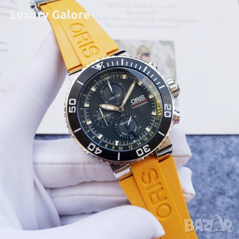 Мъжки часовник ORIS Diving Aquis Depth Gauge Yellow с кварцов механизъм, снимка 2 - Мъжки - 39334983