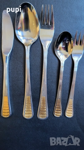 Нов комплект позлатени прибори за хранене по 12бр , снимка 3 - Прибори за хранене, готвене и сервиране - 52734176