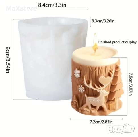 3D 2 модела елен цилиндър Силиконов молд форма за свещи гипс сапун смола , снимка 5 - Форми - 51965169