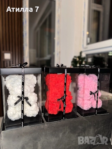 Подаръчно мече с вечни рози и елегантна панделка - идеално за празници, снимка 17 - Подаръци за жени - 52711961