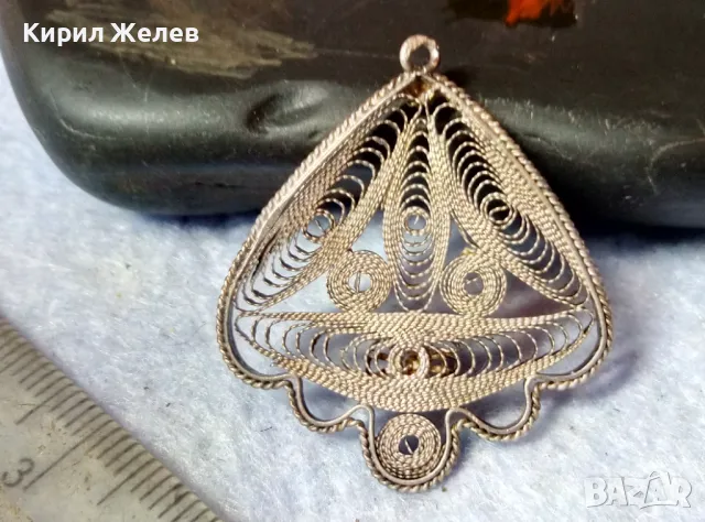 СТАРИННА ФИЛИГРАННА СРЕБЪРНА БРОШКА ВИСОКА ПРОБА СРЕБРО ФИНА РЪЧНА МАЙСТОРСКА ИЗРАБОТКА 49337, снимка 2 - Антикварни и старинни предмети - 48468004