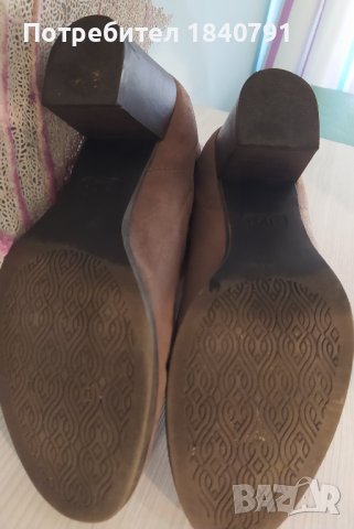 Бежови боти – цвят капучино, велур, № 41, снимка 7 - Дамски боти - 40643038