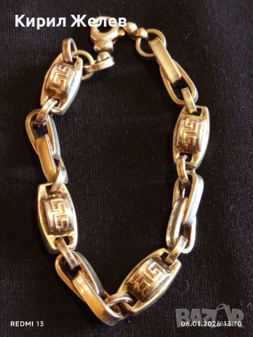 Сребърна гривна плетка тип ГРЪЦКИ КЛЮЧ масивна фешън модел много красива 10859, снимка 8 - Гривни - 53005469