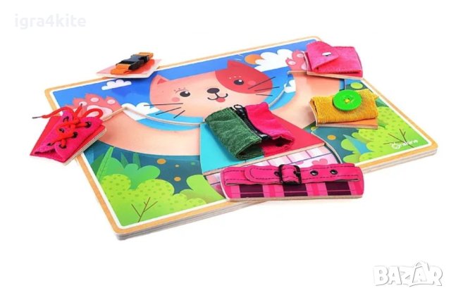 Активна тактилна дъска за основни умения "Облечи котето" / 2 модела, снимка 4 - Образователни игри - 40632039
