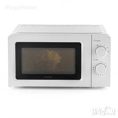Бяла Микровълнова фурна MUHLER с 6 степени и размразяване