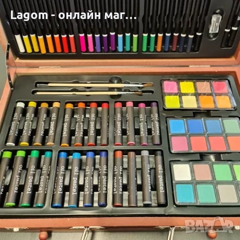 Арт комплект за рисуване в дървен куфар 130 елемента Maaleo, снимка 7 - Ученически пособия, канцеларски материали - 52561367