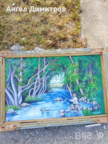 Стара маслена картина подписана , снимка 3 - Антикварни и старинни предмети - 47752972