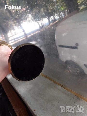 Голям тежък масивен бокал от бронз и цветно стъкло, снимка 6 - Антикварни и старинни предмети - 53367723