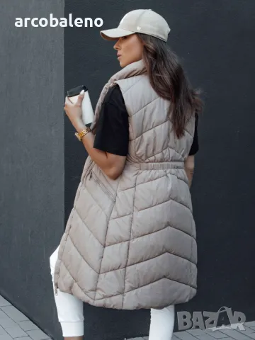 Дамско дълго ватирано яке без ръкави и качулка SERKIS, 2цвята , снимка 2 - Якета - 47464572