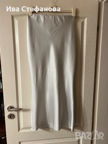 Нова елегантна дълга пола сатен сатенена трапец тип русалка ластик на кръста , снимка 4 - Поли - 51935634