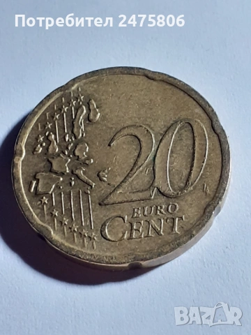 Колекционерска монета - 20 евро цента- 2002г., снимка 4 - Нумизматика и бонистика - 53306424