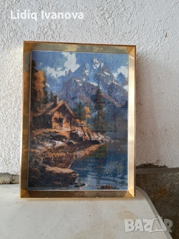 Диамантен гоблен къща в планината-готов и рамкиран, снимка 2 - Гоблени - 50273787