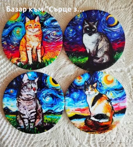 Ръчно рисувани чаши, подложки, снимка 16 - Други - 21980542