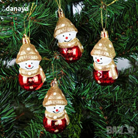 6124 Коледни играчки за елха Снежен човек, 4 броя, снимка 3 - Декорация за дома - 51877297