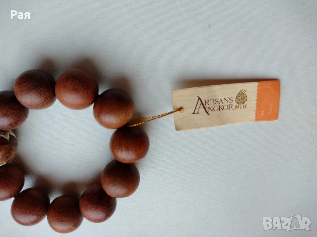 Ръчно изработена дървена гривна от Камбоджа Artisans Angkor, снимка 2 - Гривни - 50718756