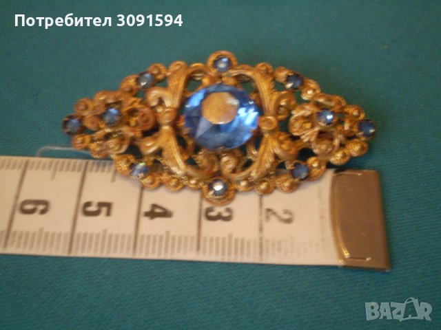 антикварна брошка  сини кристали , снимка 5 - Антикварни и старинни предмети - 37983099