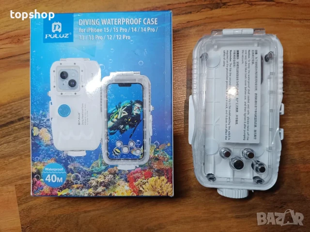 Водоустойчив калъф PULUZ 40M/130FT за iPhone 15/15 Pro/14/14 Pro/13/13 Pro/12/12 Pro, защитен корпус, снимка 10 - Калъфи, кейсове - 50493216