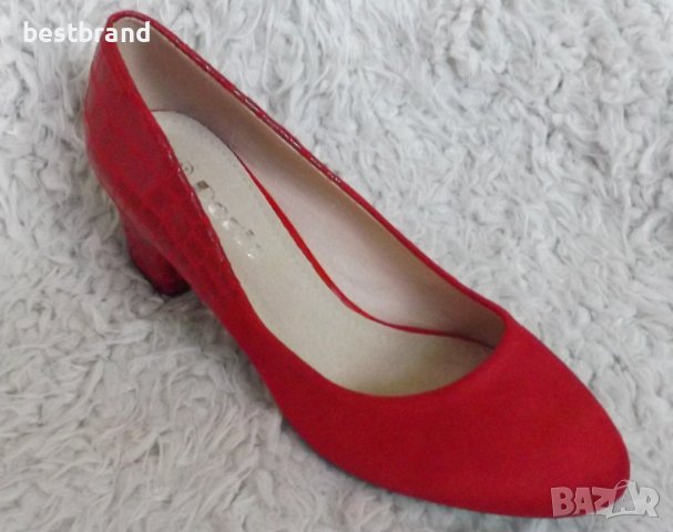 Обувки, червени, на ток, код 48/ББ1/35, снимка 1 - Дамски обувки на ток - 38768028