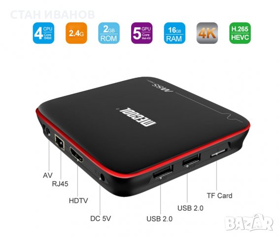 TV Box с 2GB RAM и 16GВ ROM Android 7.1.1 и процесор Amlogic S905W, снимка 4 - Плейъри, домашно кино, прожектори - 36853646