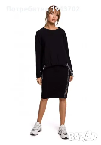 Дамска блуза с асиметрична кройка в черен цвят M492 MOE