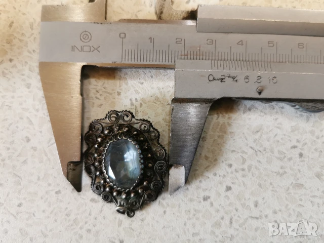 БРОШКА ФИЛИГРАН СРЕБРО, снимка 4 - Антикварни и старинни предмети - 50915988