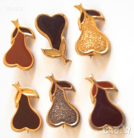 Метална брошка круша емаил 