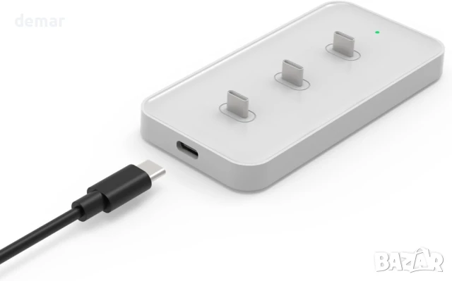 USB-C зарядна станция за устройства с USB-C, зарежда до 3 устройства, бяла