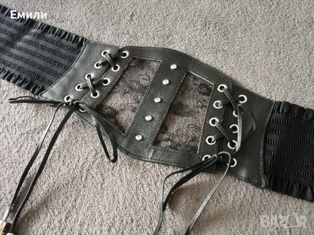 Корсет колан от еко кожа с дантела и връзки, снимка 10 - Корсети, бюстиета, топове - 37293667