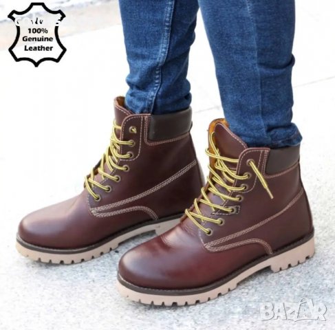 Мъжки боти - кафява ЕСТЕСТВЕНА кожа - 7100-1, снимка 2 - Мъжки боти - 37803729