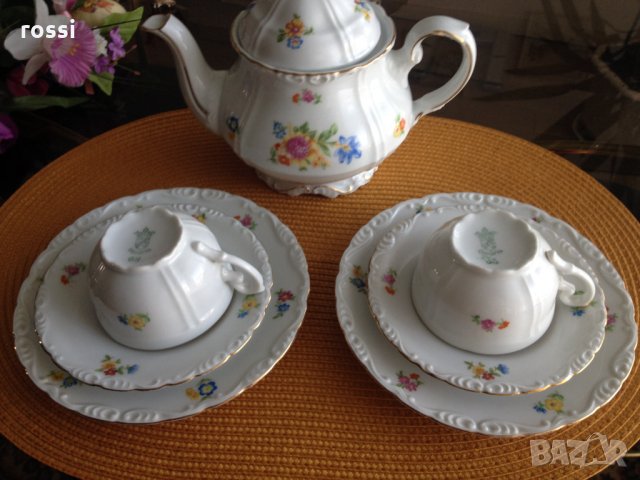 Vintage 1909-1925. Нов. Немски сервиз за кафе/чай и десерт за двама, кана и 2 тройни сета., снимка 11 - Антикварни и старинни предмети - 32948420
