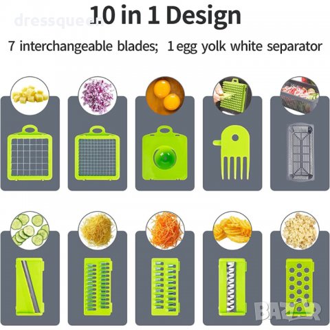 3758 Кухненско ренде за зеленчуци с различни приставки, снимка 17 - Аксесоари за кухня - 38189743