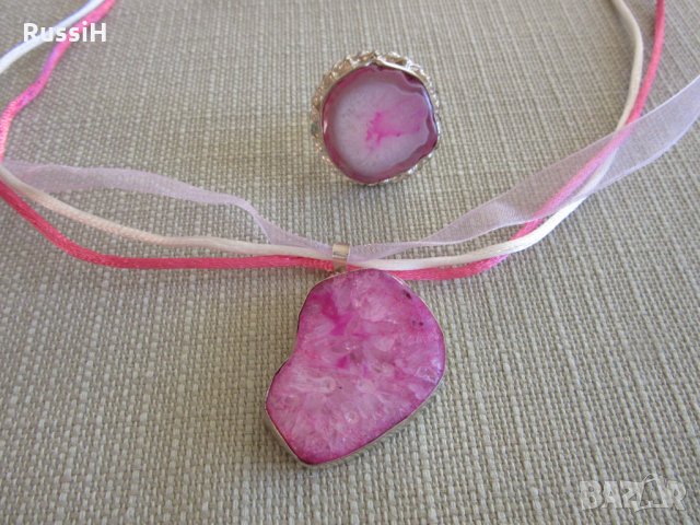 Комплект с ахатова друза , снимка 2 - Бижутерийни комплекти - 35503899