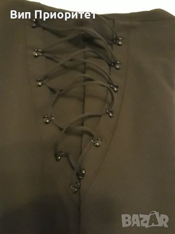 Черен панталон Showdy, висока талия ,скъп , с плетени връвки странично , ефектен модел , дъръг панта, снимка 3 - Панталони - 37518677